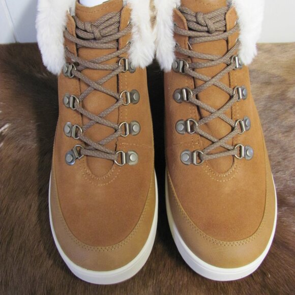 KOOLABURRA UGG WOMEN’S LACE-UP TYNLEE BOOT CHESTNU Shoes - KOOLABURRA UGG WOMEN’S LACE-UP TYNLEE BOOT CHESTNUT SUEDE FAUX FUR TRIM   NEW IN